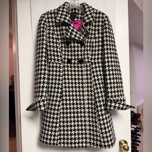 Express Black and White Houndstooth Pea Coat